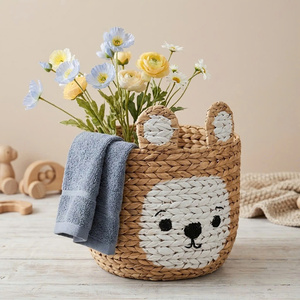 Graceful Water Hyacinth Bear Shape Storage <b>Basket</b> Natural Toy Organizer <b>Laundry</b> <b>Basket</b> Animal Design Home Decor For <b>Kids</b> Room - Product Image 5