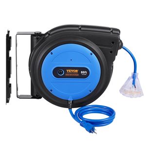 Avvolgicavo retrattile per impieghi gravosi da 80 piedi 12AWG/3C SJTOW, 15 Amp, con presa tripla illuminata, cavi di alimentazione e prolunghe - Product Image 1