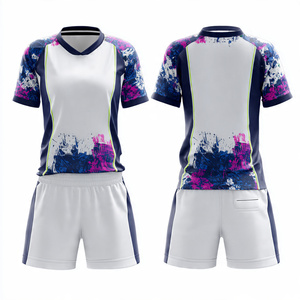 Nouvel ensemble de volley-ball 2026 pour femme : maillot col en V et short de football, 100 % polyester, uniformes de volley par sublimation - Product Image 1