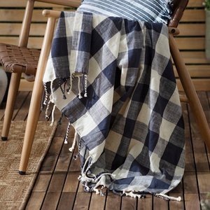 Plaid en coton tissé à carreaux avec franges |   Jeté décoratif pour canapé en jacquard bohème |   OEM personnalisé - Product Image 5
