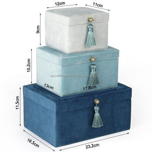 กล่องใส่เครื่องประดับทำมือจากผ้าและเรซิ่น พร้อมลายผ้าสุดหรู ชุด 3 ชิ้น มีหลายขนาดและหลายสี - Product Image 5