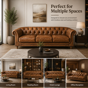 Vietnam Factory Luxury Leather Button Tufted <b>Sofa</b> <b>Bed</b> with Eco-Friendly Foam Cushions Modern 3 Seater for Villa Living Room Deco - Product Image 6