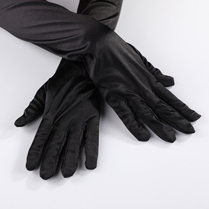Mehrfarbige Braut-Hochzeitsaccessoires Braut-Ellbogenhandschuhe Weiß Schwarz Rot Damen-Festkleid Satin Fingerlose Elegante Handschuhe - Product Image 5
