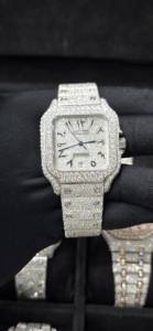 Montre mécanique de luxe en acier inoxydable, testée au diamant, style Hip Hop, entièrement sertie de moissanite VVS, avec mouvement automatique - Product Image 2