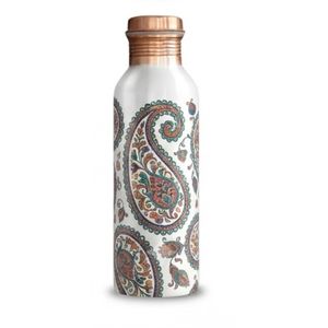 <b>Custom</b> Printed Copper <b>Water</b> <b>Bottle</b> Japanese Wave Design Sports Drink <b>Bottle</b> with Leak-Proof Copper Lid for Corporate Gifts - Product Image 5