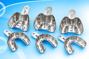 Juego de 6 bandejas de impresión perforadas para dentaduras postizas completas (S, M, L) superiores e inferiores, instrumento dental de acero inoxidable - Product Image 2