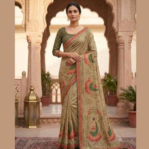 Sari en soie pure de qualité supérieure brodé avec des motifs Aari Khatli, pallu à pompons de créateur, prix de gros pour l'été, Royal Export - Product Image 2