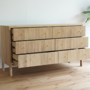 Meuble console de salon en bois massif au design moderne avec finition personnalisée et 6 tiroirs pour salon et mobilier de maison - Product Image 4