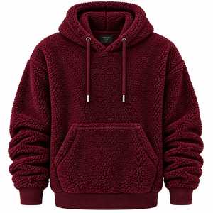 Sweat-shirt à capuche en polaire bordeaux ASKIM IMPEX, vêtement d'hiver décontracté, design avec poche, tricoté, couleur unie, sweats à capuche et sweat-shirts pour hommes - Product Image 1
