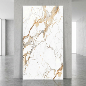 Dalles de pierre frittée en porcelaine blanche Calacatta Bonazo brillante 1600x3200mm 12mm résistantes aux acides pour hall, salon moderne - Product Image 3