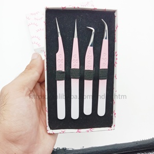 Kit de herramientas de extensión de pestañas de diseño personalizado, 4 Uds., pinzas de extensión de pestañas, instrumentos de belleza, herramienta de pestañas - Product Image 1