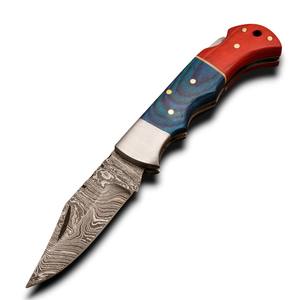 Couteau pliant multifonctionnel DIY haute performance en acier Damas avec manche en bois exotique, tactique, EDC, pour la chasse et le camping, OEM ODM, faible coût - Product Image 1