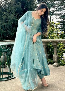 Women Ethnic Anarkali Salwar Kameez Set Embroidered Long Kurta Palazzo Outfit With Dupatta for <b>Wedding</b> Party - Product Image 3