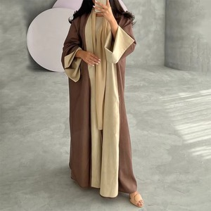 2026 Designs Eid Dubai Islamic Elegant Modest Abaya Women Muslim Dress Inner <b>Slip</b> Dress Abaya Set Diamond Satin Silk Open Abaya - Product Image 5