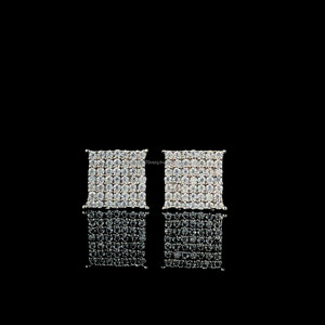 Boucles d'oreilles carrées Hip Hop Bling en or blanc, bijoux streetwear de luxe, accessoire de mode pour hommes et femmes, tendance pour les soirées - Product Image 6