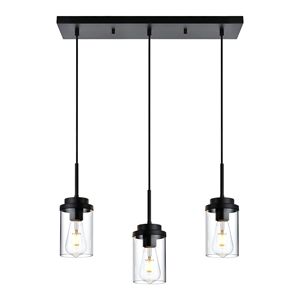 Lampadario Lineare a 3 Luci per Cucina, Finitura Nero Opaco/Nichel Spazzolato, Illuminazione per Isola Cucina e Sala da Pranzo - Product Image 2