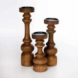 Porte-bougies décoratifs artisanaux en bois de manguier écologiques pour Noël, design rustique pour la maison et le salon - Product Image 3