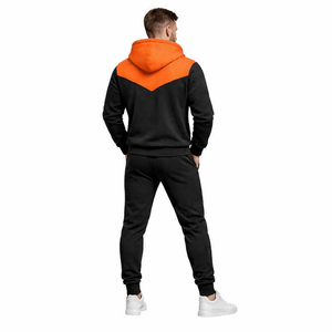 ชุดวอร์มมีฮู้ดสีดำส้มสำหรับผู้ชาย ทรงสลิมฟิต แจ็คเก็ตซิป กางเกงจ็อกเกอร์ ชุดกีฬาลำลอง ชุดออกกำลังกาย - Product Image 5