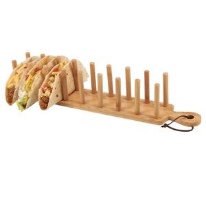 Soporte para Tacos de Madera de Acacia Ecológico y Moderno, Hecho a Mano, con 3 Ranuras, para Servir Tacos Mexicanos, Hot Dogs, Sándwiches, para Restaurantes - Product Image 2