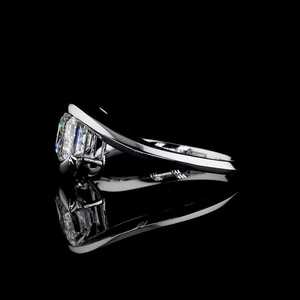 Sparkly Moissanite <b>Emerald</b> Cut Solitaire Crossover Band <b>Ring</b> For Unisex original 925 <b>Silver</b> For Bridal Surprise Gift For Lovers - Product Image 5