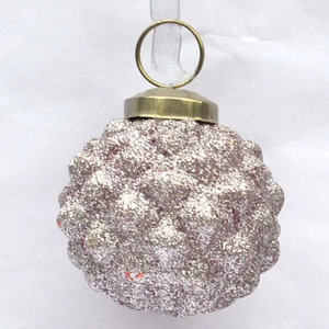 Rose Gold <b>Glitter</b> Glass Christmas Tree Hanging Bauble 2'' 3'' Sparkling Holiday Decoration Festive Xmas Pendant Home Decor Gift - Product Image 3