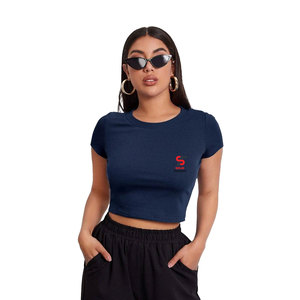 Top Corto para Mujer, de Alta Calidad, Elástico, Ajustado, con Diseño Liso, Combinable con Todo, Esencial para el Armario Básico - Product Image 1