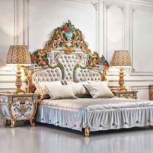 Lit en teck de style indien classique avec revêtement en cuir, mobilier de chambre à coucher de luxe, lit blanc classique avec tables de chevet, Australie - Product Image 6