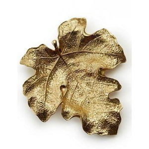 Juego de 2 bandejas de servir de alta calidad, muy vendidas, con diseño de hoja metálica, acabado en níquel pulido y asa. - Product Image 4