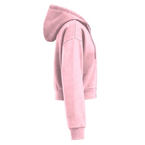 Custom Pastel Baby <b>Pink</b> <b>Women</b> Cropped Full Zip <b>Hoodie</b> Blank Heavy Fleece Loose Fit Hooded Sweatshirt Casual Street Style Vendor - Product Image 3