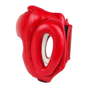 Casque de boxe en cuir PU, protection sportive pour la tête, rouge et noir, unisexe, taille adulte universelle, fermeture à boucle, casques de kick-boxing - Product Image 4
