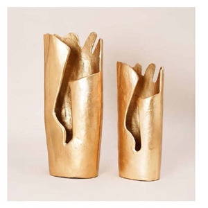 High Quality Gold Aluminium Textured <b>Vase</b> Modern Metal Flower <b>Vase</b> Table Top Decorative Flower <b>Vase</b> in Wholesale Price - Product Image 4