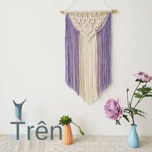 Tenture murale nordique en macramé en coton moderne Style bohème en blanc et orange Décoration de la maison Mix Art - Product Image 4