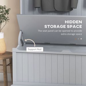 3-in-1 Freestanding Entryway Bench with Coat Rack & <b>Shoe</b> Storage Hall Tree with 5 <b>Hooks</b> Home Furniture Made of MDF - Product Image 6