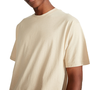 Custom Made Beige Color Men's Casual Eco-Friendly Quick Dry Short Sleeve 100% Cotton T-Shirt with Custom Logo and Jersey Fabric - Product Image 6