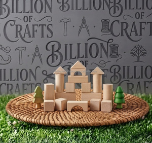 Ensemble de blocs de construction en bois naturel 100 pièces beige, jouet éducatif pour la construction, pour la motricité fine des enfants d'âge préscolaire - Product Image 4