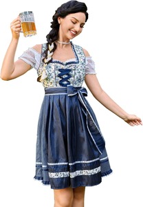 Women's Bavarian Dirndl Dress Oktoberfest Costume Traditional German <b>Beer</b> Festival Polyester Adult Party Cosplay Outfit Apron - Product Image 3