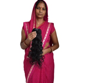 100% venta al por mayor extensiones de cabello humano de templo indio ondulado de color negro de alta calidad sin procesar paquetes vírgenes crudos - Product Image 1