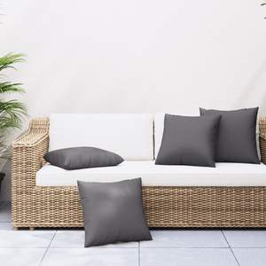 Ensemble de 4 coussins de canapé d'extérieur en polyester anthracite 100% 16x16 pouces - Product Image 1