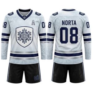 Performance Mesh Maroon <b>Navy</b> Wreath Logo Hockey Competition Wear Sublimated Professional Ice Hockey Team Uniform Set - Product Image 4