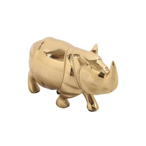 Rhinoceros Gold Metal <b>Mirror</b> Finished Table Object Suitable For Kids Room Decor Side Table And Cabinet Shelf Display From India - Product Image 2