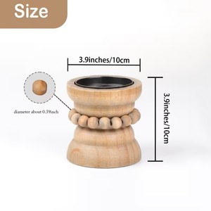 Support de bougie en bois massif écologique avec coupelle métallique, bougeoir décoratif rustique pour la maison et la décoration de table de mariage - Grande Vente - Product Image 3