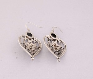 Vintage Black Onyx Gold Plated 925 Sterling <b>Silver</b> <b>Drop</b> <b>Earrings</b> Women Wedding Jewelry - Product Image 6