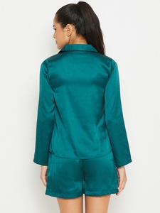 ชุดนอนเจ้าสาวคุณภาพสูงสำหรับผู้หญิง,ชุดนอนเจ้าสาวผ้าซาตินชุดลำลอง2ชิ้นชุดนอนสีกรมท่าเซ็กซี่ - Product Image 3