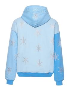 Vente en gros veste à capuche unie découpée et cousue unisexes, sweat à capuche zippé intégral avec impression bouffante en strass du visage vierge personnalisée - Product Image 6