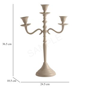Candélabre nordique blanc mat à 3 bras en aluminium, porte-bougie minimaliste à trois branches en métal, centre de table moderne pour bougies coniques - Product Image 4