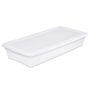 Juego de Cajas de Almacenamiento Sterilite de 41 Qt con Base Transparente y Tapa Blanca para Organización Debajo de la Cama, Paquete de 6 - Product Image 2