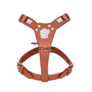 High-Quality Genuine Leather <b>Adjustable</b> Luxury <b>Dog</b> <b>Harness</b> with Quick Release Buckle Ideal for Daily Walks & Comfort Fit - Product Image 1