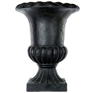 Urne de jardin en métal blanc avec base carrée, pot à fleurs d'extérieur sculpté à la main pour plantes vertes, urnes de jardin faites à la main - Product Image 5