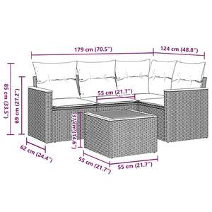 Ensemble de canapés de jardin noir et crème avec structure en rotin PE, coussins en mousse haute densité, mobilier d'extérieur au design contemporain - Product Image 5