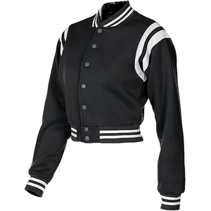 เสื้อแจ็คเก็ตวาร์ซิตี้แบบครอปสำหรับผู้หญิง ปักโลโก้ คุณภาพสูง ทำจากผ้าขนสัตว์ - Product Image 3